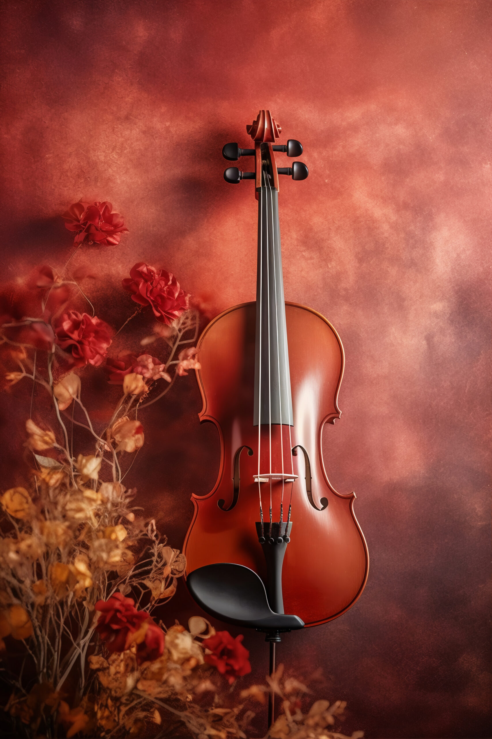 Violin in flowers