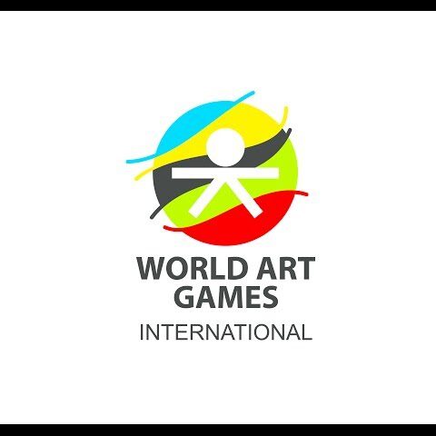 Logo of the World Art Games International, featuring a colourful design with a stylised figure.